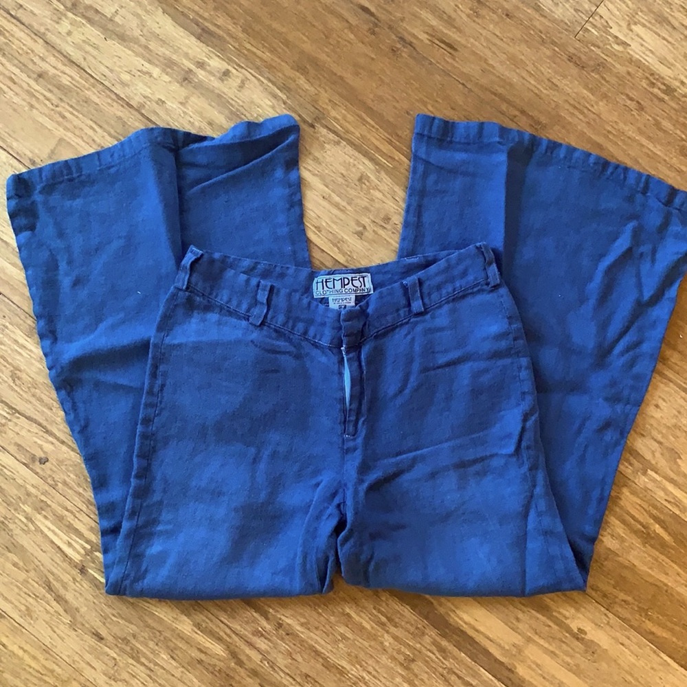 Hemp Flare Leg Pants dark blue